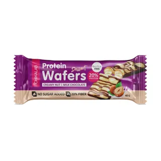 Chikalab Protein Wafers Dessert Milk Chocolate with Creamy Hazelnut Filling Gluten Free and No Sugar Added, 40g
