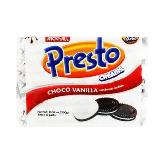 Jack'N Jill Presto Creams Choco Vanilla Sandwich Cookies, 10x30g