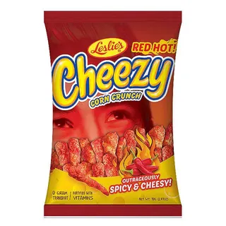 Leslies Cheezy Corn Curnch Spicy Cheese Red Hot 70 G