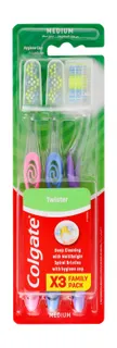 Colgate Twister Deep Cleaning Manual Toothbrush with Cover Assorted, 3 Pieces (2+1 Free)