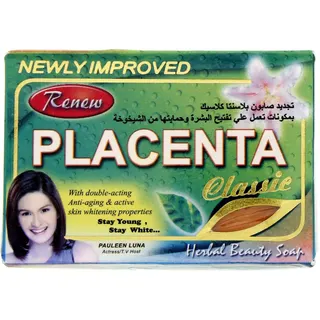 Renew Placenta Classic Anti-Aging & Skin Whitening Herbal Beauty Soap Bar, 135g