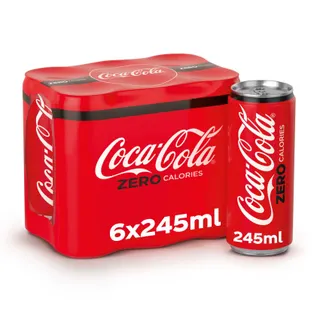 Coca Cola Zero Calories Soft Drink, 6x245ml