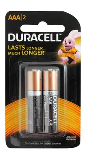 Duracell AAA Type Alkaline Batteries, 2 Pieces