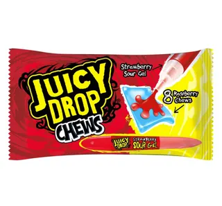 Juicy Drop Raspberry Sour Gel Strawberry Chews, 67g