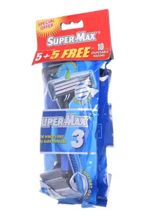 Supermax Men Disposable Triple Blade Pack of 5 + 5 Razors Free