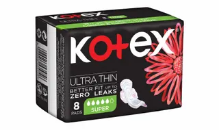 Kotex Super Ultra Thin Pads with Wings, 8 Pieces