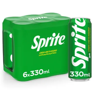 Sprite Regular Lemon Lime Flavored Soft Drink Can, 6x330ml