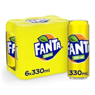 Fanta Citrus Carbonated Soft Drink Can, 6x330ml