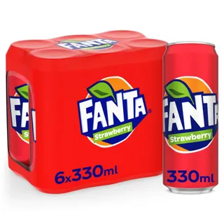 Fanta Strawberry Carbonated Soft Drink Can, 6x330ml