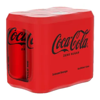Coca-Cola Zero Calories Carbonated Soft Drink Can, 6x330ml