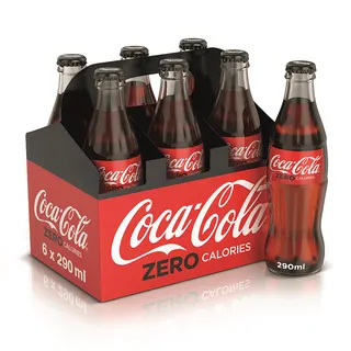 Coca-Cola Zero Calories Soft Drink Glass Bottle, 6x290ml
