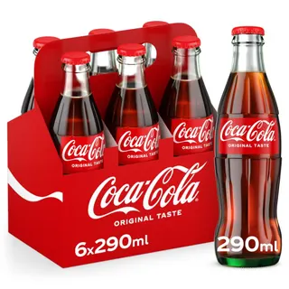 Coca-Cola Original Taste Carbonated Soft Drink Glass Bottle, 6x290ml