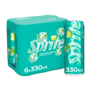 Sprite Lemon & Mint Flavored Soft Drink Can, 6x330ml