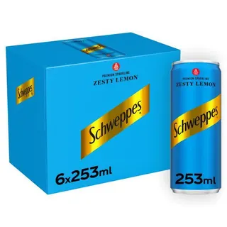 Schweppes Zesty Lemon Premium Sparkling Water Can, 6x253ml