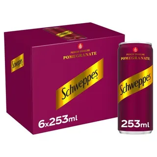 Schweppes Pomegranate Premium Sparkling Water Can, 6x253ml