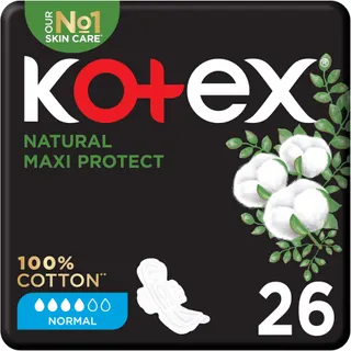 Kotex Maxi Natural Kotex Natural Maxi Protect Thick Pads with Wings, 26 Sanitary Pads