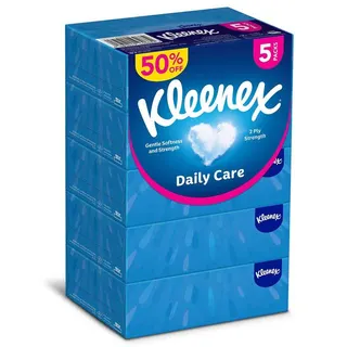 Kleenex 2Ply Daily Care Facial Tissue Boxes, 5x120 Sheets
