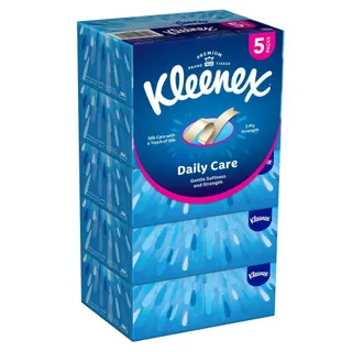Kleenex Daily Care 2Ply Facial Tissues, 190 Sheets, 5 Boxes