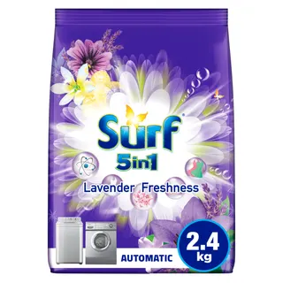 Surf 5 in 1 Lavender Freshness Powder Detergent for Automatic Washing Machine, 2.4kg