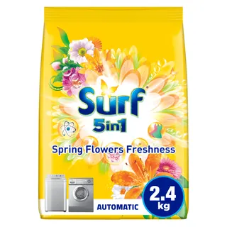 Surf 5 In 1 Spring Flowers Freshness Powder Detergent for Automatic Washing Machine, 2.4kg