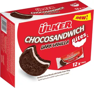 Ulker Dark Vanilla Chocosandwich Biscuit Bites, 12x32g