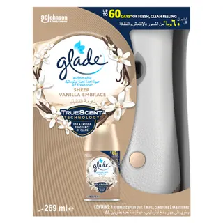 Glade Automatic Spray Holder With Sheer Vanilla Embrace Air Freshener Refill, 269ml