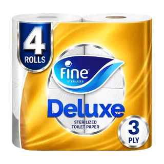 Fine Deluxe 3 Ply Toilet Papers, 4x140 Sheets