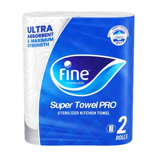 Fine Super Towel Pro Sterilized Kitchen Rolls 3ply, 2x60 tissues