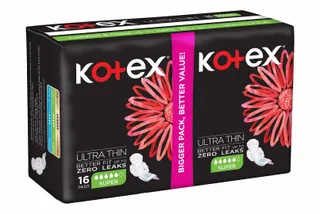 Kotex Ultra Thin Super Pads with Wings, 16 Pieces
