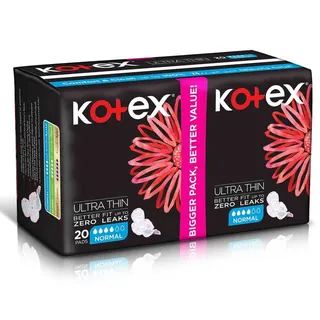 Kotex Ultra Thin Normal Size Sanitary Pads with Wings, 20 Pads
