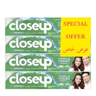 Closeup Menthol Fresh Triple Fresh Formula Toothpaste, 4x75ml