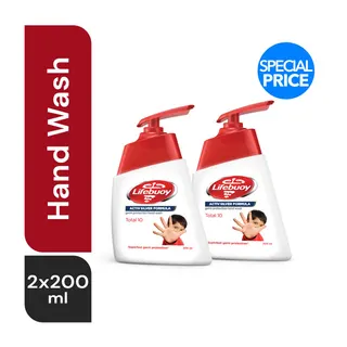 Lifebuoy Total 10 Antibacterial Hand Wash 200 ml x 2 Pcs