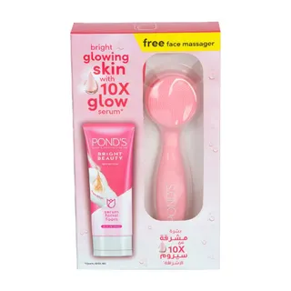 Ponds Bright Beauty Spot-Less Glow Serum Facial Foam, 100g + Face Massager
