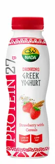 Nada Low Fat 27g Protein Strawberry Greek Yogurt Drink with Cereal, 330ml