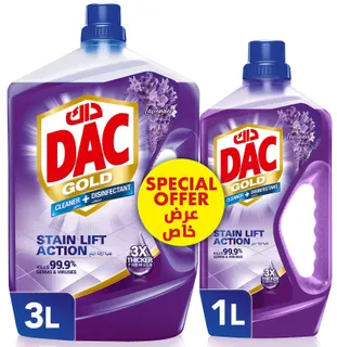 Dac Gold Disinfectant Multi-Purpose Cleaner 3X Formula Lavender Scent, 3L + 1L