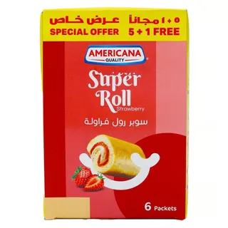 Americana Super Roll Strawberry Cake, 6x60g