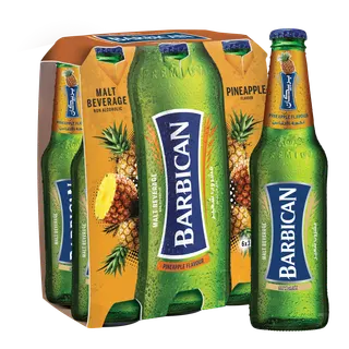 Barbican Pineapple Flavoured Non Alcoholic Malt Glass Bottle, 6x330ml