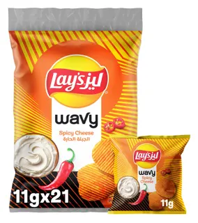 Lay's Wavy Spicy Cheese Potato Chips, 21x11g