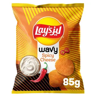 Lay's Wavy Spicy Cheese Potato Chips, 85g