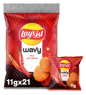Lay's Wavy Chili Potato Chips, 21x11g