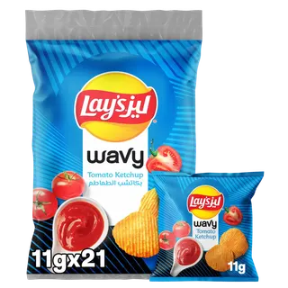 Lay's Wavy Ketchup Potato Chips, 21x11g