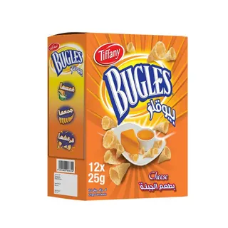 Tiffany Bugles Cheese Corn Snacks, 12x25g