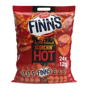 Tiffany Finns Scorchin' Hot Potato Chips Bag, 24x12g