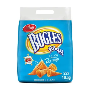 Tiffany Bugles Corn Snacks Ketchup, 22x10.5g
