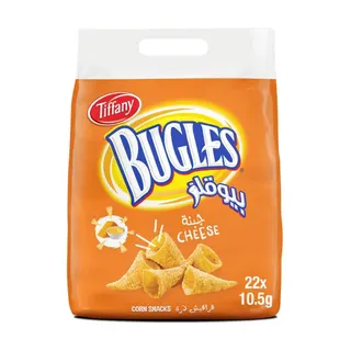 Tiffany Bugles Corn Snacks Cheese, 22x10.5g