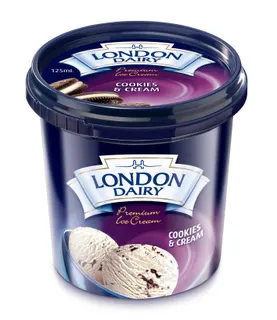 London Dairy Premium Ice Cream Cookies & Cream Cup, 125ml