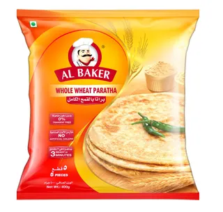 Al Baker Frozen WholeWheat Plain Paratha, 400g