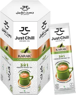 Just Chill Cardamom Karak Chai Instant Tea Sachet Pack, 10x26g