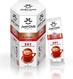 Just Chill Zafran Karak Chai Instant Tea Sachet Pack, 10x26g