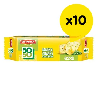 Britannia 50-50 Maska Chaska Crackers, 10x62g